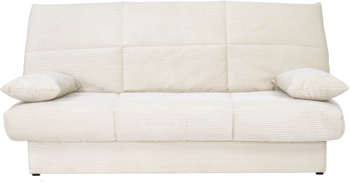 Banquette clic-clac CLEM - 3 places - Tissu en velours côtelé - Beige - Densité 20kg/m3 - 190 x 90 x 92 cm - Fabriqué au Portugal