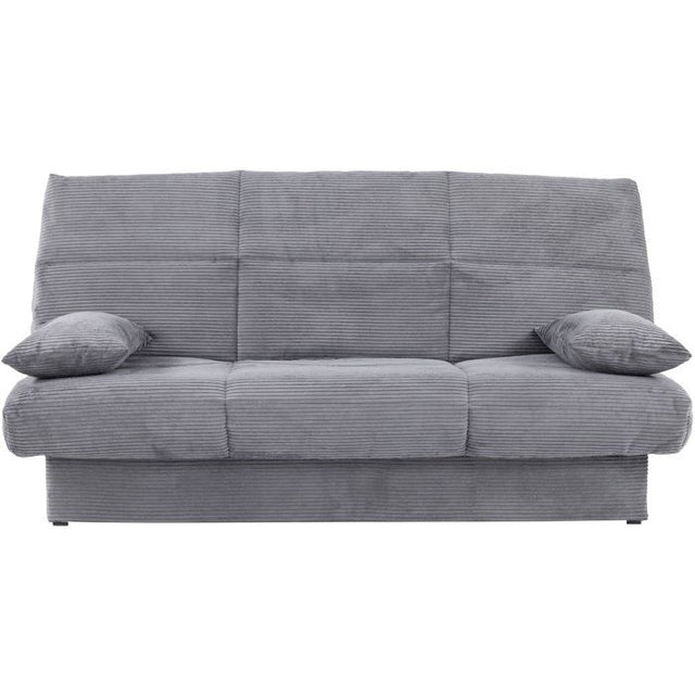 Banquette clic-clac CLEM - 3 places - Tissu velours côtelé - Velour gris - Densité 20kg/m3 - 190 x 90 x 92 cm - Fabriqué au Portugal