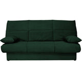 Banquette clic-clac - 3 places - Avec coussins - Tissu Vert -190 x 90 x 92 cm - CLEM