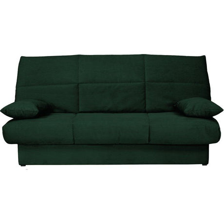 Banquette clic-clac - 3 places - Avec coussins - Tissu Vert -190 x 90 x 92 cm - CLEM
