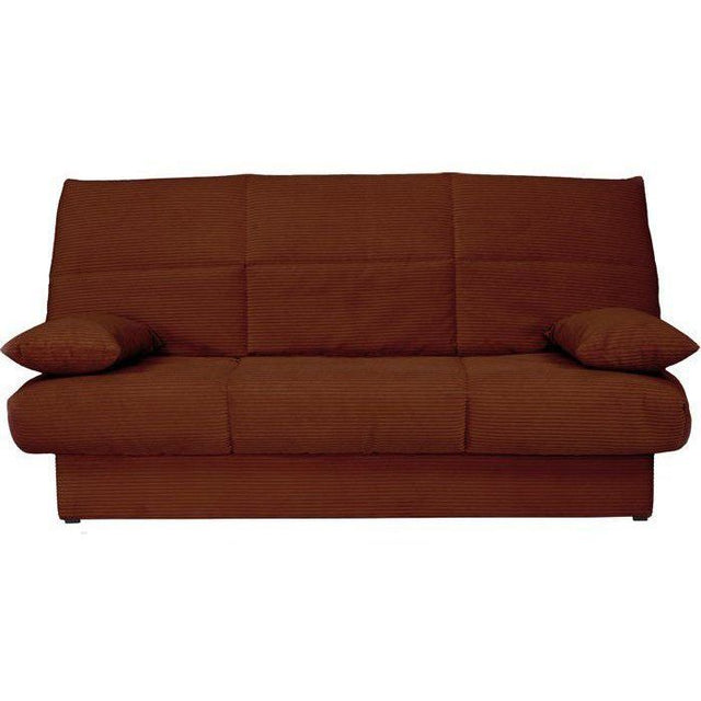Banquette clic-clac - 3 places - Avec coussins - Tissu Terracotta -190 x 90 x 92 cm - CLEM