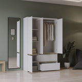 Armoire de chambre - CLYDE - Chene Kronberg / Blanc - 4 portes - 138,2 x 50 x 220,5 cm