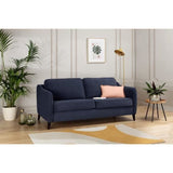 HEXAGONE CanapÈ convertible couchage express - 3 places - Velours bleu nuit - L 182 x P 85 x H 97 cm - CLYDE