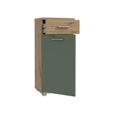 Meuble bas de salle de bain - Décor chene et vert sauge - L40,2 x P28,9 x H87,6 cm - CHAMP
