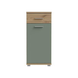 Meuble bas de salle de bain - Décor chene et vert sauge - L40,2 x P28,9 x H87,6 cm - CHAMP