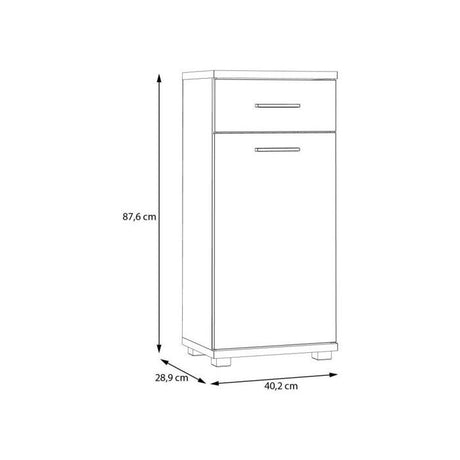 Meuble bas de salle de bain - Décor chene et vert sauge - L40,2 x P28,9 x H87,6 cm - CHAMP