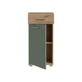 Meuble bas de salle de bain - Décor chene et vert sauge - L40,2 x P28,9 x H87,6 cm - CHAMP