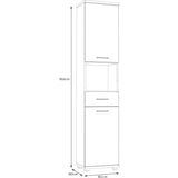 Meuble de salle de bain - Colonne - Décor Chene et Vert sauge - 2 portes - L40,2 x P28,9 x H183,6 cm