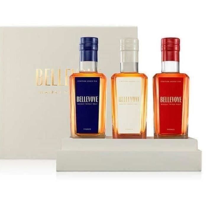 BELLEVOYE - Whisky -  Origine : France - Coffret Tricolore Découverte Bleu, Blanc Rouge - 3 * 20 cl