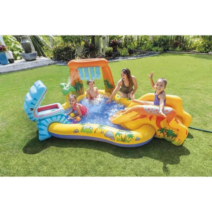 Aire de jeux gonflable - INTEX - Jurrasic - 272 Litres - 2 ans et + - 249 x 191 x 109 cm - Inclus : 6 balles colorées