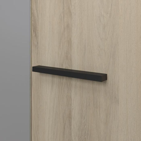 Armoire - Décor Chene et noir - 4 portes battantes - 2 tiroirs - Miroirs - L 198 x H 203,1 x 56,6 cm - COLORADO - Made in France