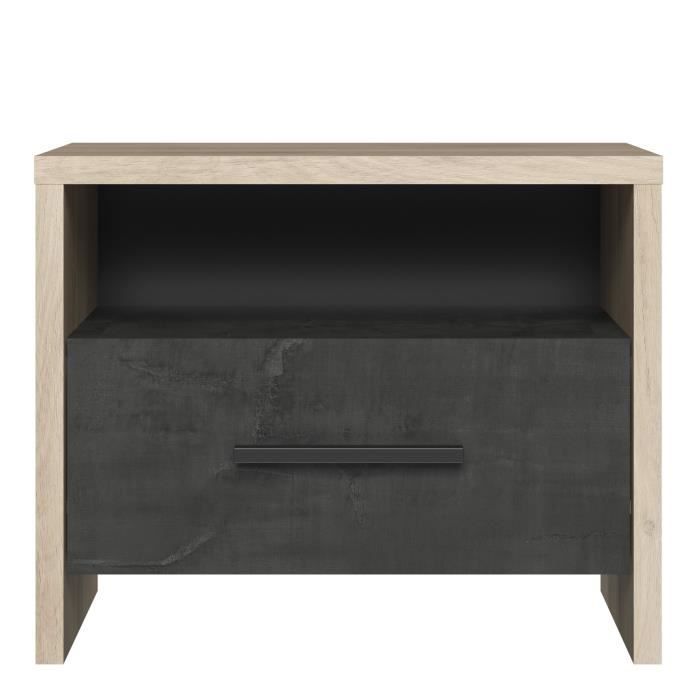 DEMEYERE Table de chevet 1 tiroir - Décor Chene Kronberg - L 49,6 x P 36,3 x H 40,1 cm - COLORADO