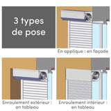 Volet roulant - Aluminium - H220 cm x L150 cm - Manoeuvre électrique filaire - Coloris Blanc - Ajustable