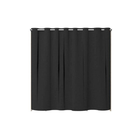 Dressing double ARTIC - L198 x P48 x H203 cm - Décor chene + rideau noir - Made in France