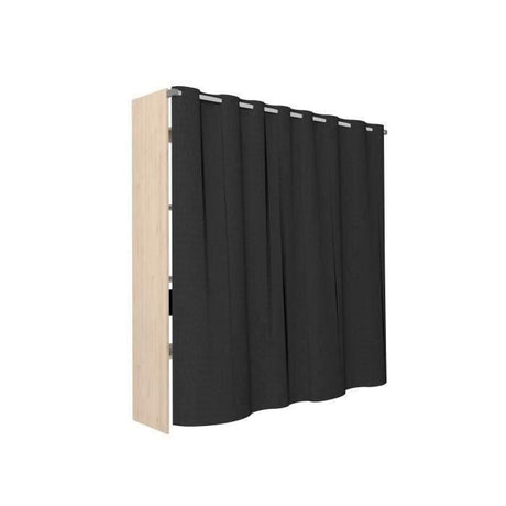 Dressing double ARTIC - L198 x P48 x H203 cm - Décor chene + rideau noir - Made in France