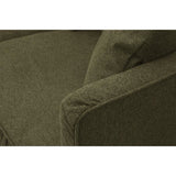 Canapé fixe 4 places CONSTANCE - Tissu vert - Pied en bois massif - L 212 x H 87 x P 93 cm