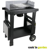 COOK'IN GARDEN Barbecue au charbon de bois EASY 60 - L 134 x l 48 x H 96cm - Surface de cuisson : L 57 x l 30cm - Noir