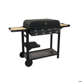 COOK'IN GARDEN Barbecue gaz FLAVO 76SC sur chariot - 4 feux - 10 kW - L 158×l 59×H 105 cm - Surface cuisson : L 76×l 40 cm - Noir