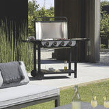 COOK'IN GARDEN Barbecue gaz FLAVO 76SC sur chariot - 4 feux - 10 kW - L 158×l 59×H 105 cm - Surface cuisson : L 76×l 40 cm - Noir