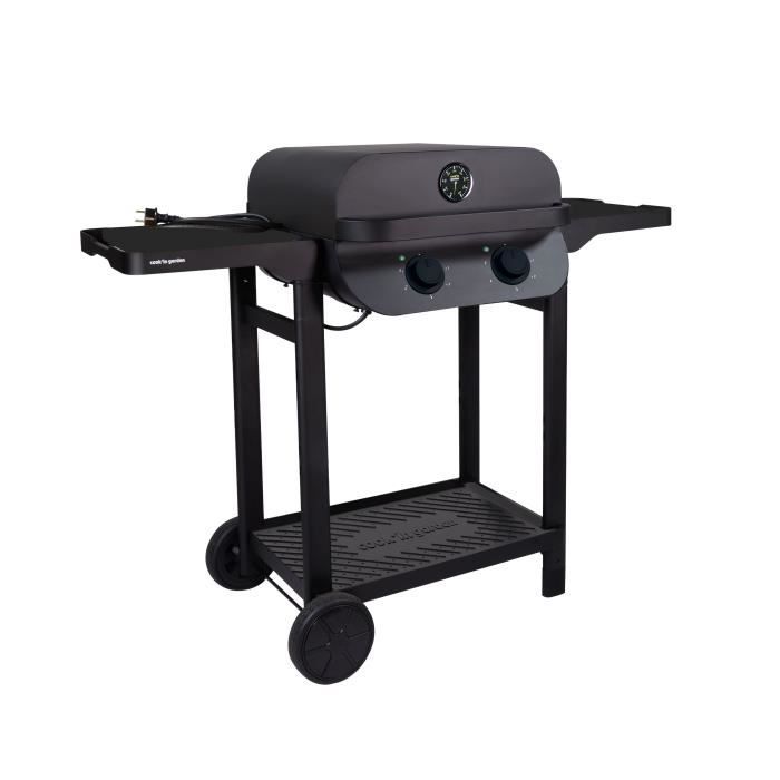 COOK IN GARDEN Barbecue électrique - Flavo - 100% grille - Fonte émaillée - L.48,5 x l.41,5 cm - 2500 W - 5 positions