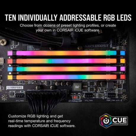 Mémoire RAM - CORSAIR - Vengeance RGB Pro DDR4 - 32GB 2x16GB DIMM - 3200 MHz  - 1.35V - Noir (CMW32GX4M2E3200C)