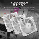 Pack de 3 ventilateurs PWM 120mm - CORSAIR - RS120 - Blanc