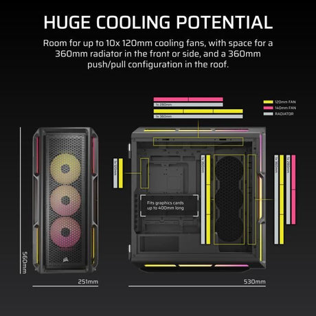 Boîtier PC - CORSAIR - Série iCUE LINK 5000T LX RGB - Moyen tour - Noir