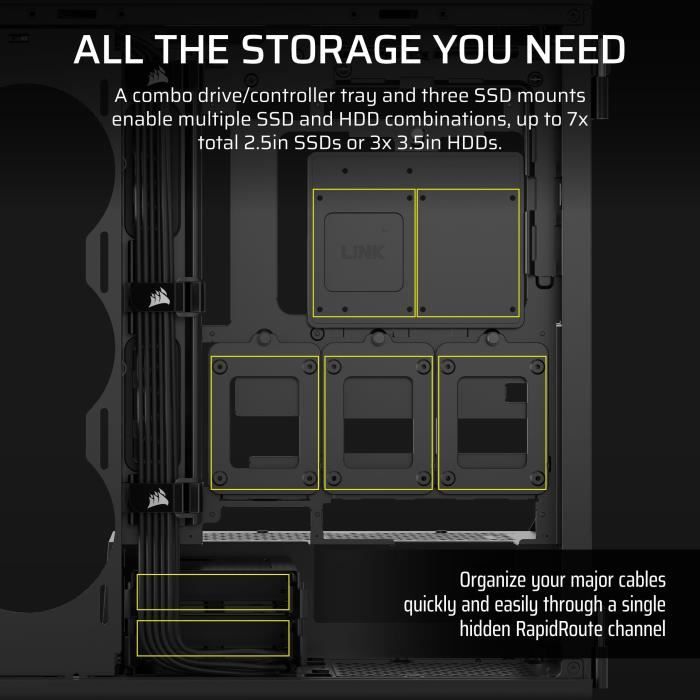Boîtier PC - CORSAIR - Série 5000T - Moyen tour - Noir
