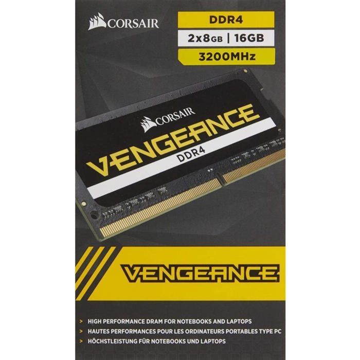 Mémoire RAM - CORSAIR - CMSX16GX4M2A3200C22 - VENGEANCE - DDR4 - 2x8GB SODIMM - 3200MHz - CL 22 - 1.2V
