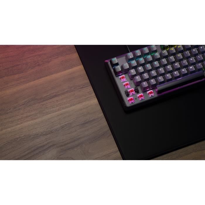Clavier gaming mÈcanique - CORSAIR - K70 CORE RGB - Switchs linÈaires CORSAIR Red - Insonorisation - Molette rotative - Gris