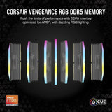 Mémoire RAM - CORSAIR - Vengeance RGB DDR5 RAM 32Go (2x16Go) 6000MHz CL36 AMD Expo Compatible iCUE - Gris (CMH32GX5M2E6000Z36)