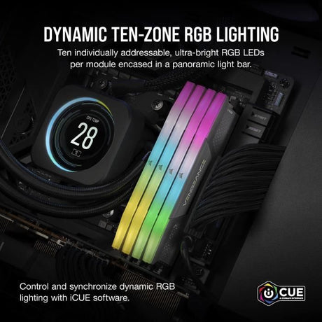 Mémoire RAM - CORSAIR - Vengeance RGB DDR5 RAM 32Go (2x16Go) 6000MHz CL36 AMD Expo Compatible iCUE - Gris (CMH32GX5M2E6000Z36)
