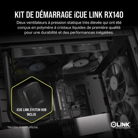 Refroidissement PC - CORSAIR - CO-9051012-WW - Kit de démarrage ventilateurs PWM 140 mm iCUE LINK RX140