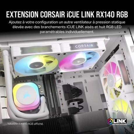 Refroidissement PC - CORSAIR - CO-9051023-WW - Kit d'extension ventilateurs PWM iCUE LINK RX140 RGB 140 mm White