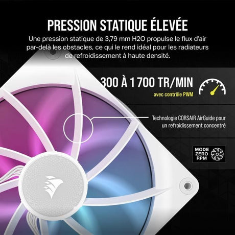 Refroidissement PC - CORSAIR - CO-9051023-WW - Kit d'extension ventilateurs PWM iCUE LINK RX140 RGB 140 mm White