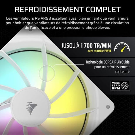 Refroidissement PC - CORSAIR - CO-9050186-WW - RS140 ARGB 140mm Single Pack Blanc