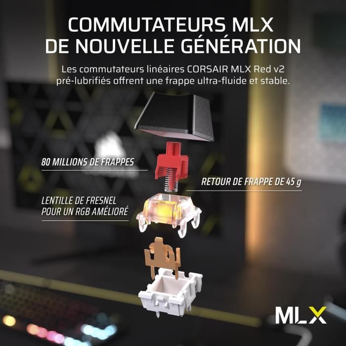 Clavier Gaming - CORSAIR - K70 Core TKL - RGB - Switchs MLX Red v2 - Filaire