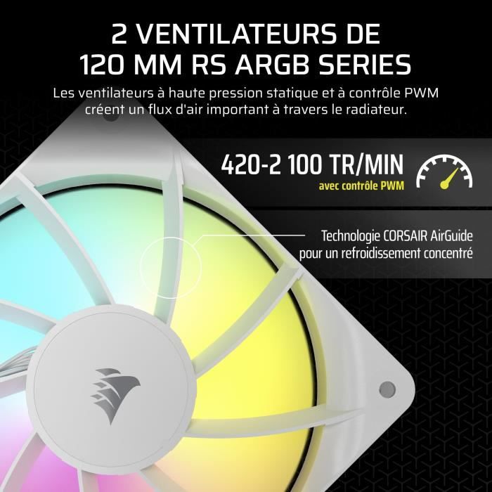 Refroidissement PC - CORSAIR - CW-9060094-WW - NAUTILUS 240 ARGB BLANC Liquid CPU Cooler