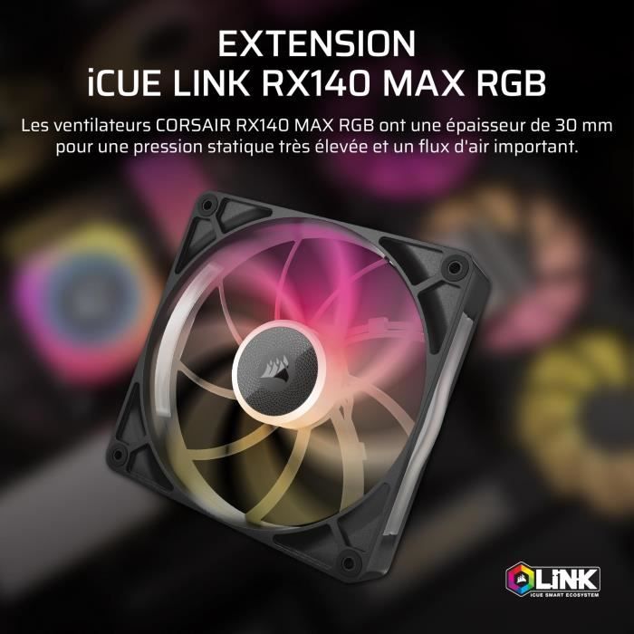 Refroidissement PC - CORSAIR - CO-9051035-WW - Kit de démarrage ventilateurs iCUE LINK RX140 RGB Max Single Fan