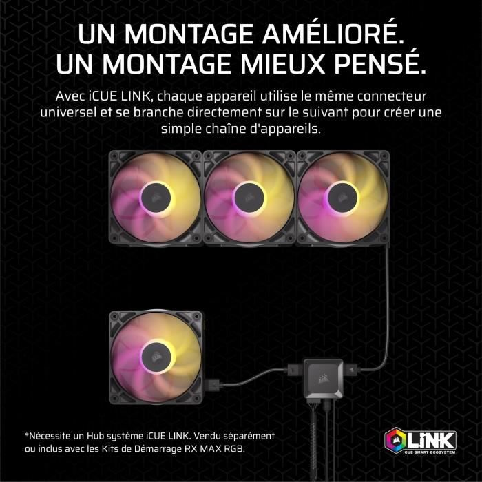 Refroidissement PC - CORSAIR - CO-9051035-WW - Kit de démarrage ventilateurs iCUE LINK RX140 RGB Max Single Fan