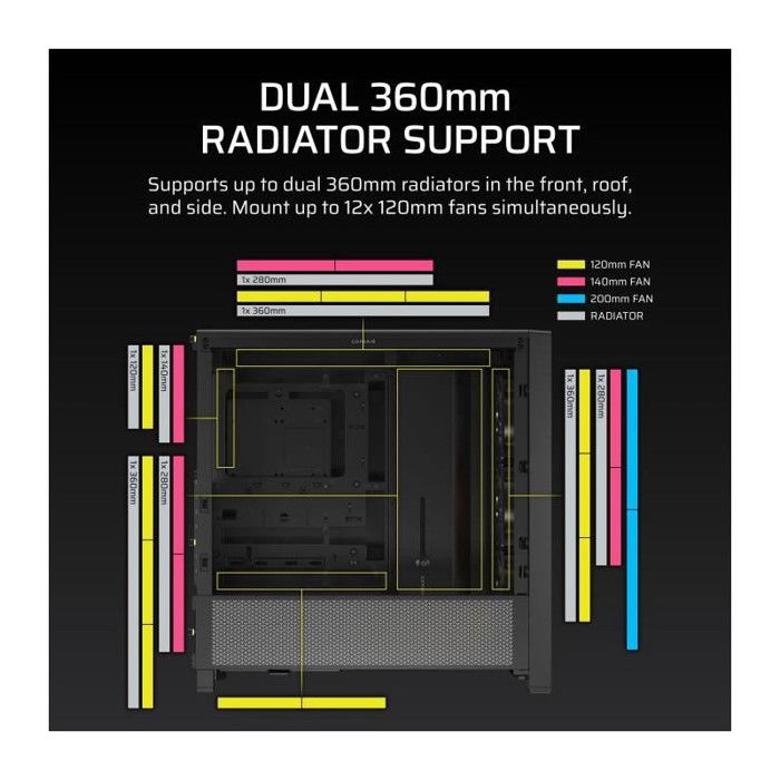 Boîtier ATX - CORSAIR - FRAME 4000D RS ARGB - Modulaire - 3 Ventilateurs ARGB Préinstallés - Débit d'air Élevé