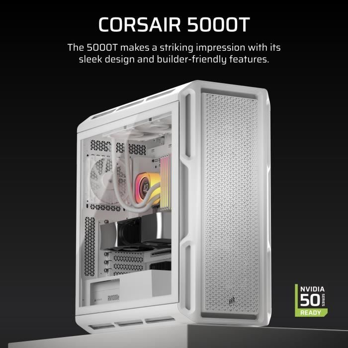 Boîtier CORSAIR 5000T ATX de Taille Moyenne Blanc