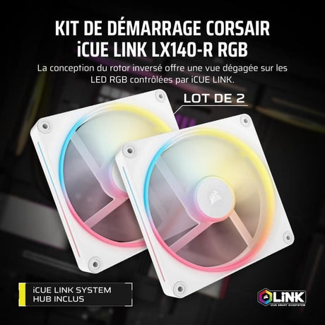 Refroidissement PC - CORSAIR - CO-9051056-WW - iCUE LINK LX140R RGB white Dual Fan
