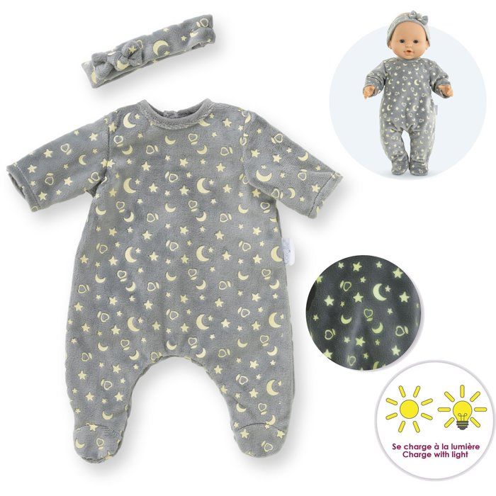 Pyjama - Corolle - Brille dans la Nuit - 36 cm - Étoiles phosphorescentes - Facile a enfiler