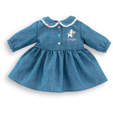 Robe Week-end a Paris - Corolle - 36 cm - Imitation denim - Col claudine - Sérigraphie petit chien