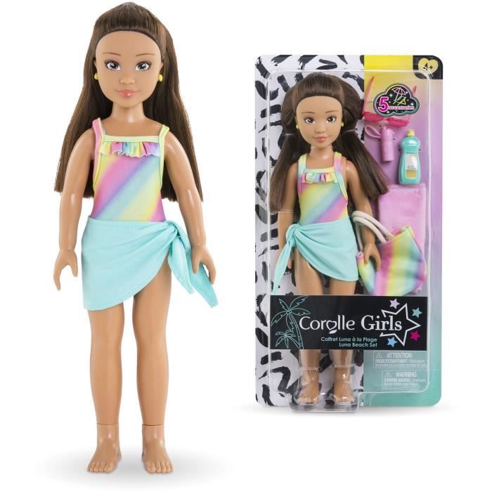 PoupÈe mannequin Luna a la plage - COROLLE GIRLS - 28 cm - 5 accessoires