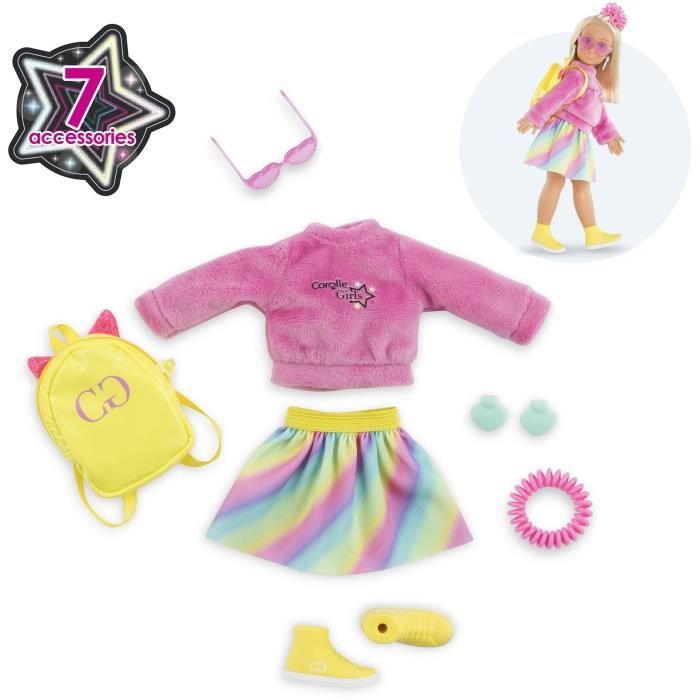 Accessoires poupÈe - COROLLE - Dressing fluo - Pour poupÈe mannequin 28 cm - 7 accessoires - Des 4 ans