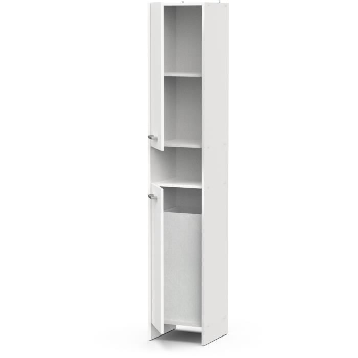 Colonne lingere de salle de bain - Blanc mat - 2 portes - L34,2 x P33 x H185 cm - DEMEYERE