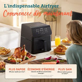 Friteuse sans huile COSORI - Premium II Chef Edition - Capacité 6,2L - 12 programmes - Pack 50 papiers cuisson - 1700W - Noir