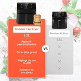 Friteuse sans huile COSORI - Premium II Chef Edition - Capacité 6,2L - 12 programmes - Pack 50 papiers cuisson - 1700W - Noir